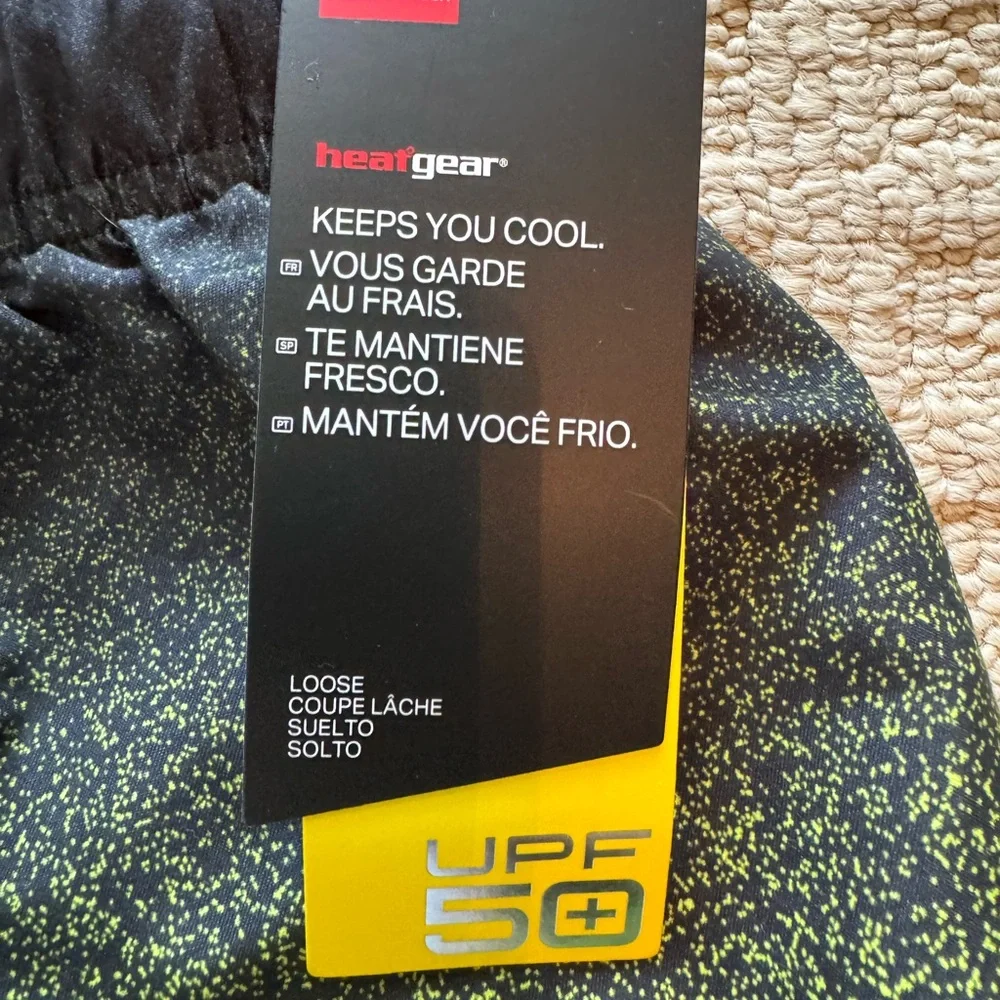 NWT - Under Armour Boy’s Black and Yellow Swim Trunks size M